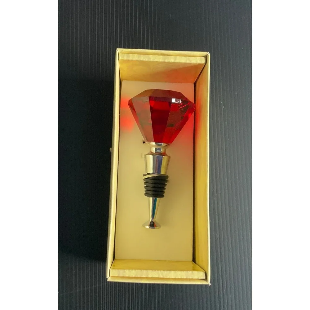 MANGO MOON GLASS WINESTOPPER CORK PLUG CHRISTMAS HOLIDAY RED WINE BOTTLE